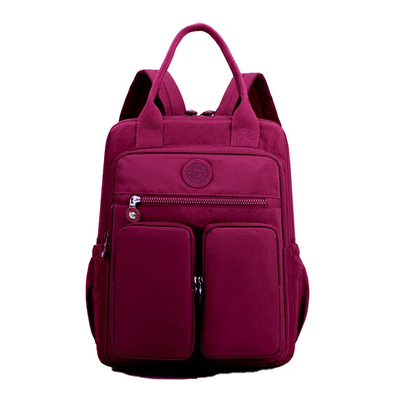 Fashion Woman Backpack Waterproof Nylon Soft Handle Solid Multi-pocket Travel Zipper Feminina School Bags Laptop Backpack