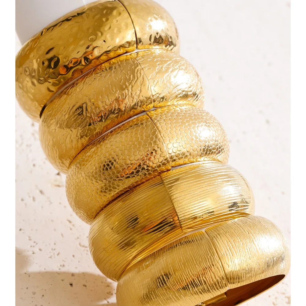 Yhpup 66mm Old Money Style Stainless Steel Hammer Metal Statement Bracelets Bangle Waterproof Vintage Minimalist Jewelry New