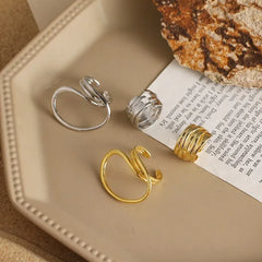 2pcs/set Women Rings Exaggerated Lines Rings for Women Fashion Simple Distorted