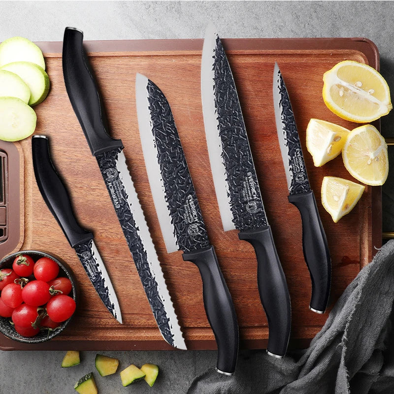 Hammer Pattern Kitchen Knives Set Stainless Steel Chef Knife Non-stick Slicing Sharp