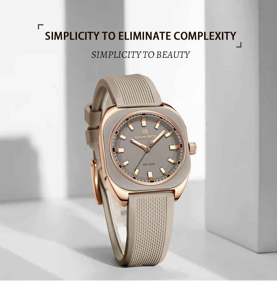 NAVIFORCE Fashion Women's Casual Elegant Simple Polygon Quartz Silicone Watch Gift for Women Wristwatch Casual Relogio Feminino