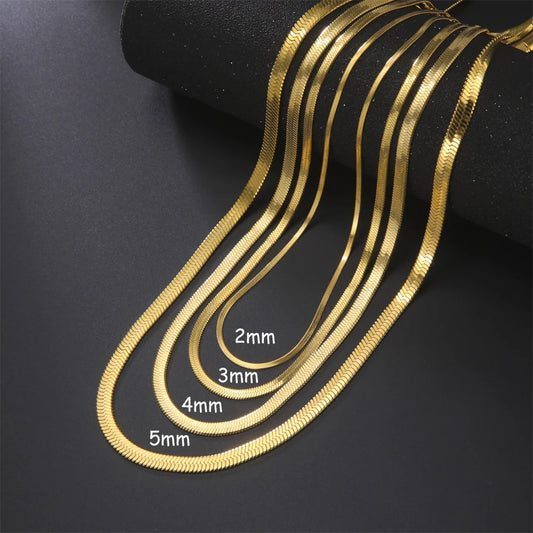 Skyrim Stainless Steel Snake Chain Necklace for Women Men Gold Color Herringbone