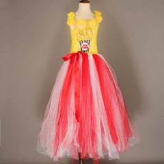 Festive Popcorn Costume For Teen Girl Lace TUTU Dress Christmas Child Up Sling