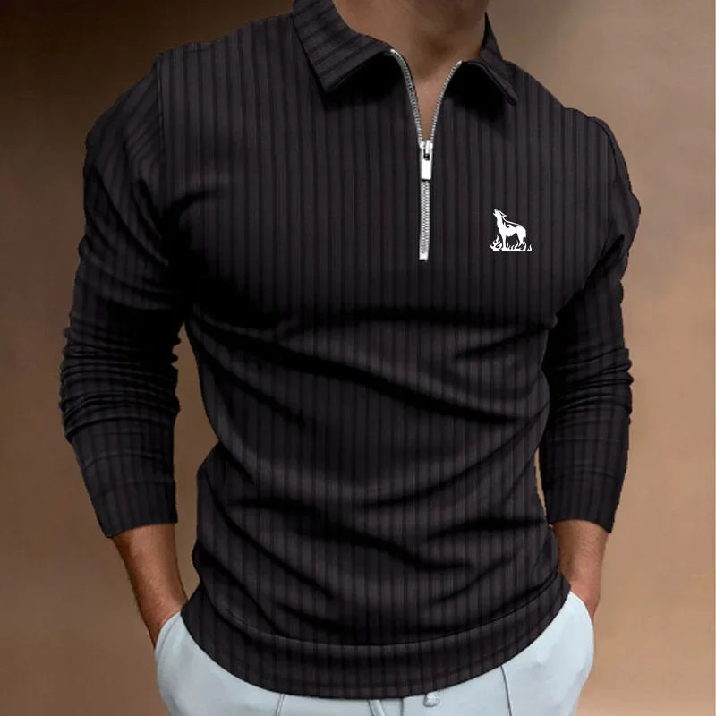 Men Fashion Long Sleeve Zipper Polo Shirt Men Casual Lapel Polo Shirt Fashion Polo Shirt Casual Men Polo Shirt Men Tops Polo