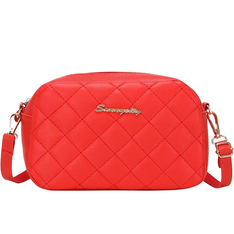 Simple Solid Color Leather Shoulder Bag For Women Lady Crossbody Messenger Bag
