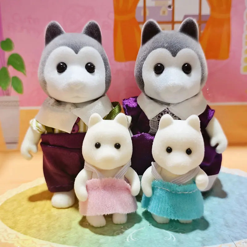 Forest Family Reindeer Rabbit Panda Animal Simulation Dollhouse Furniture Toy Set House Accessories Christmas Gifts for Kids