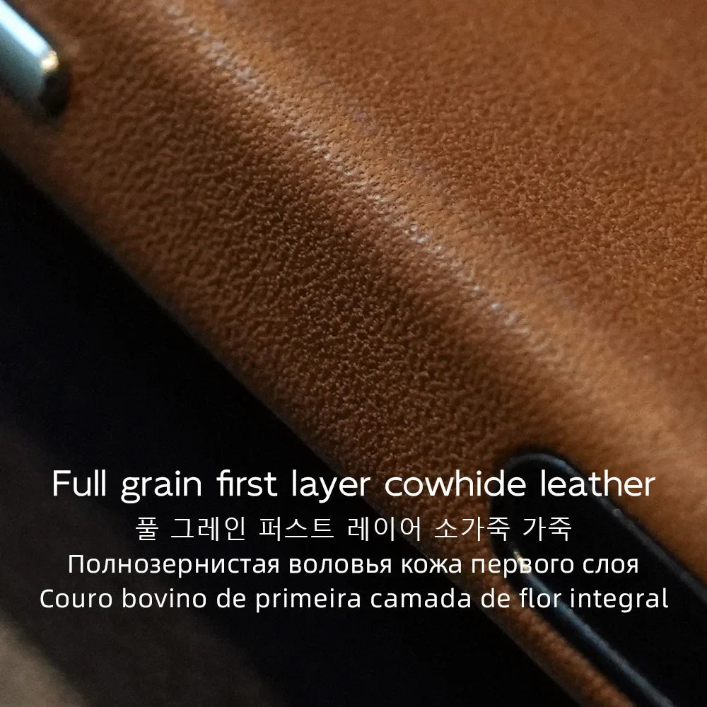 Magnetic Genuine Leather Case for iPhone 17 16 Pro Max 15 14 Compatible with MagSafe Nature Cowhide Retro Phone Cover