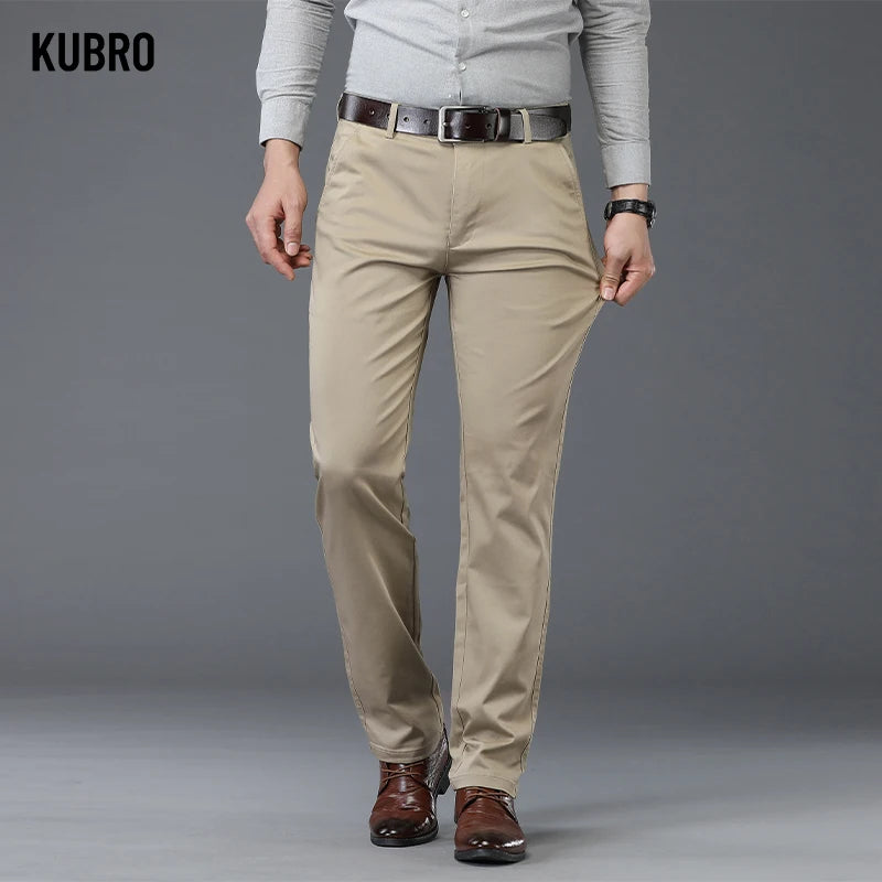 Clothing Men's Straight Fit Suit Pants Men Spring Autumn Business Stretch ArmyGreen