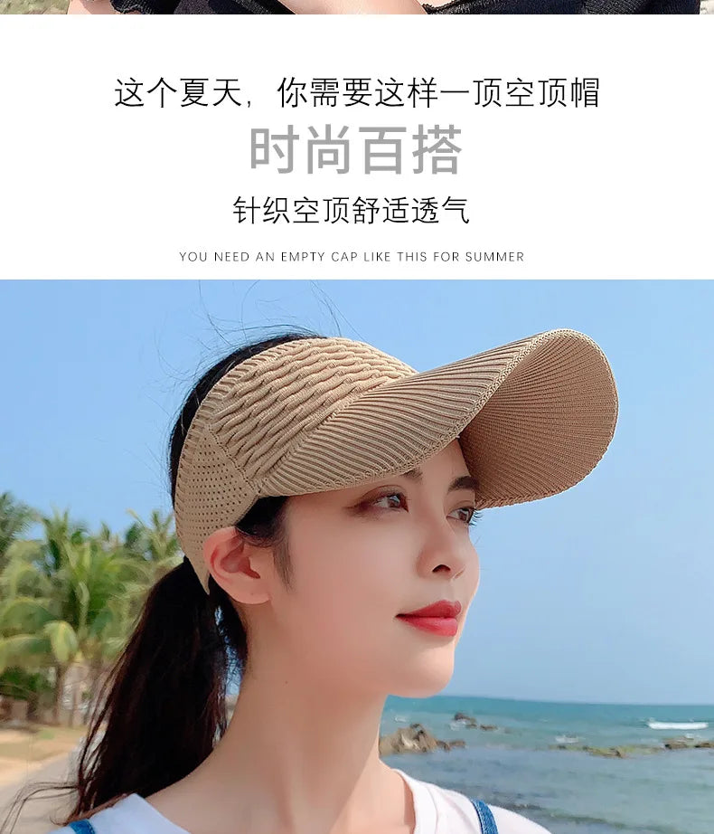 Anti-UV Sun Hats Breathable Adjustable Empty Top Visor Caps for Men