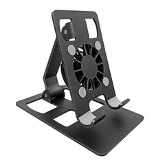 Universal Metal Phone Holder With Cooling Fans Mini Adjustable Bracket 360° Rotatable