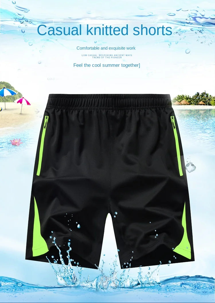 Hot Men's Casual Fashion Knitted Ice Silk Sports Shorts Loose Size Fashion Trendy Air Conditioned Pants