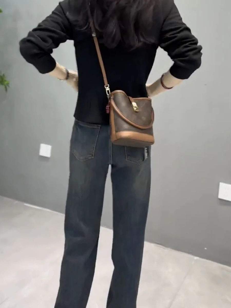 Y2k Women Jeans Large Size Straight Leg Jeans Women High-waisted Slimming
