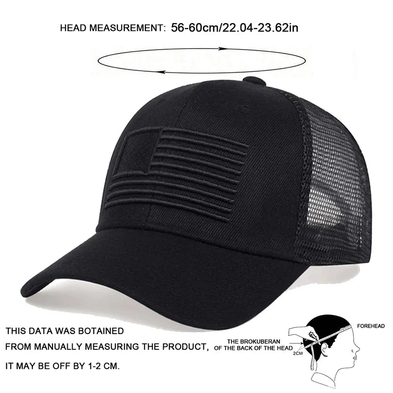 Fashion American Flag Embroidery Baseball Net Caps Spring and Summer Outdoor Adjustable Casual Hats Sunscreen Hat