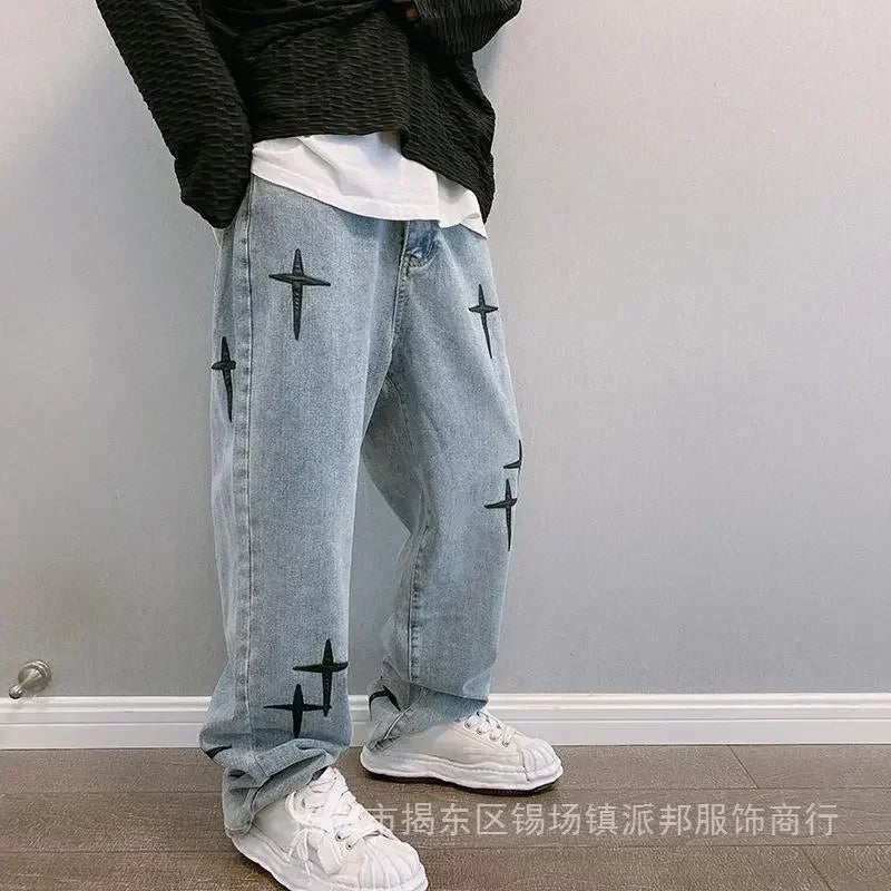 Jeans Men Wide Leg Cargo Pants Streetwear Baggy Men Korean Fashion Loose