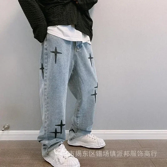 Jeans Men Wide Leg Cargo Pants Streetwear Baggy Men Korean Fashion Loose