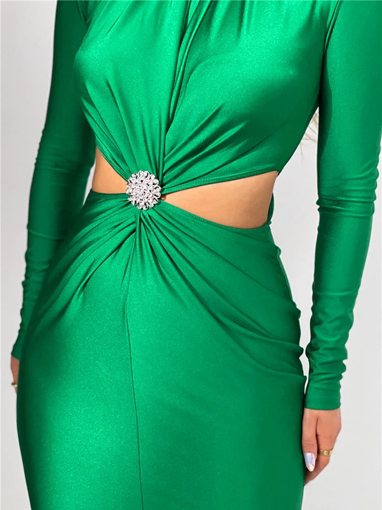 Evening Dresses: Maxi Dress For Women Autumn Winter Turtleneck Long Sleeve
