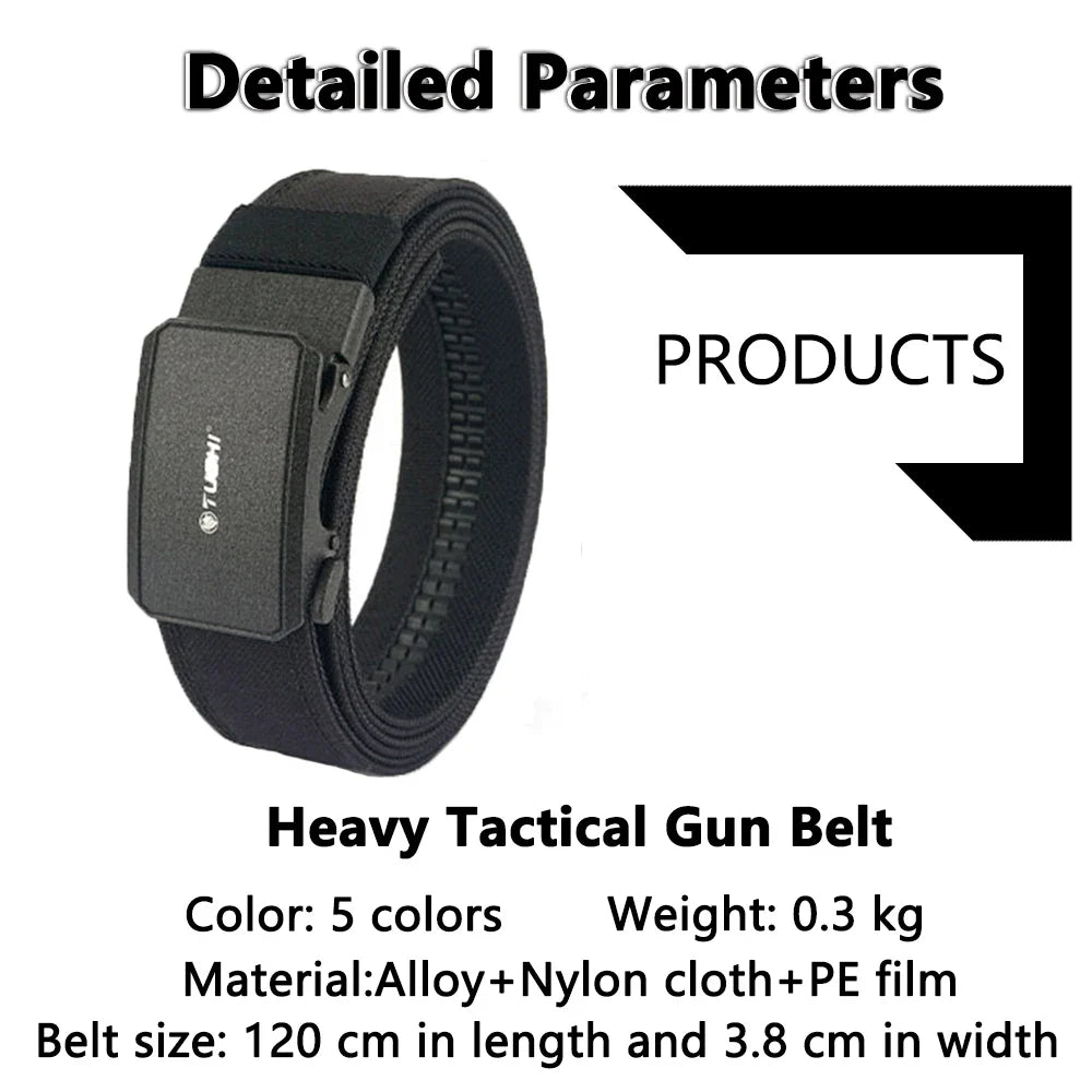 TUSHI Automatic Buckle Comfortable Nylon Military Gun Belt Outdoor Hunting Multifunctional IPSC Tactical Canvas Belt Men Belt