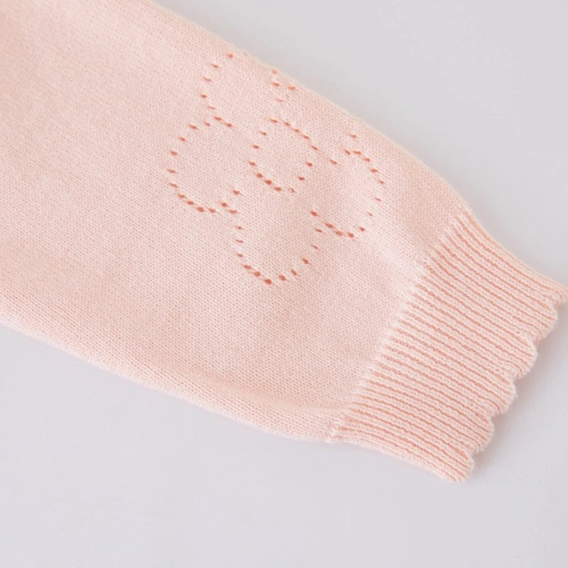 Spring Flower Pink Girls Cardigan Sweater Candy Colour Coat Kids Jacket