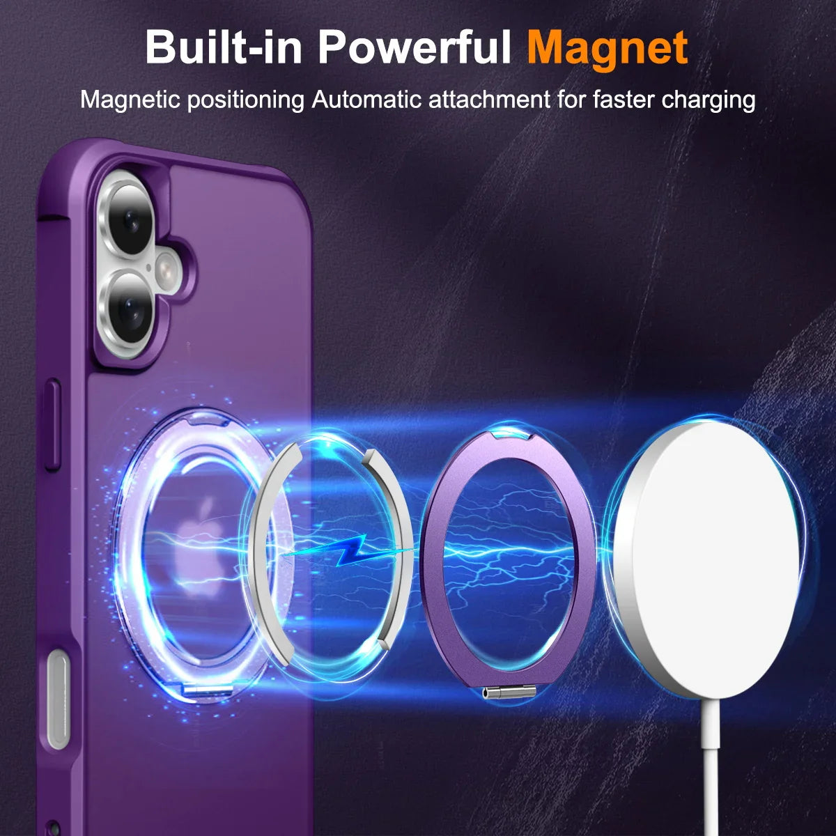 For iPhone 17/17 Pro/17 pro Max/17 Air Case with 360° Rotatable Matte Magnetic Ring Hidden Stand Drop-Proof Protection