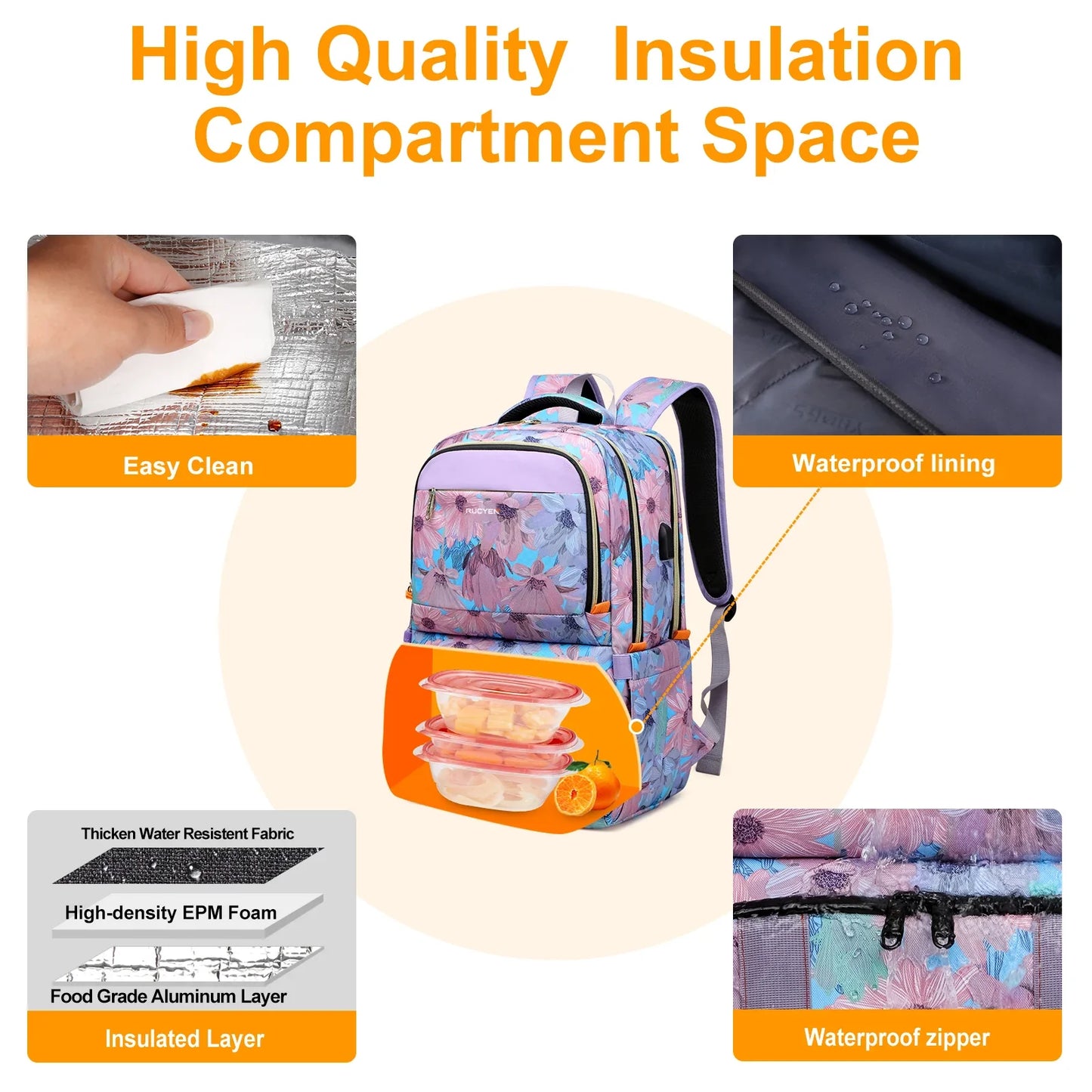 Lunch Backpack Insulated Cooler Picnic Bag Multifunctional Travel Bag Large Capacity Outdoor Picnic Camping Waterproof Backpack