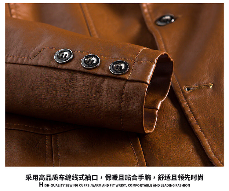 Leather Jacket Men's Slim Suit Leather Jacket Men's Spring And Autumn Biker