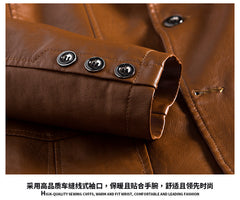 Leather Jacket Men's Slim Suit Leather Jacket Men's Spring And Autumn Biker