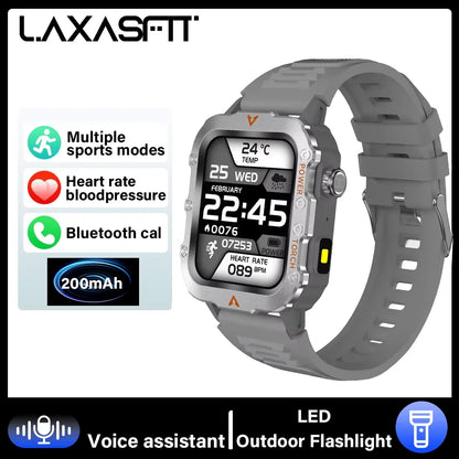 LAXASFIT Outdoor Sports Smart Watch Health Monitoring Voice Assistant Bluetooth Calling LED Flashlight 2025 NEW smartwatch