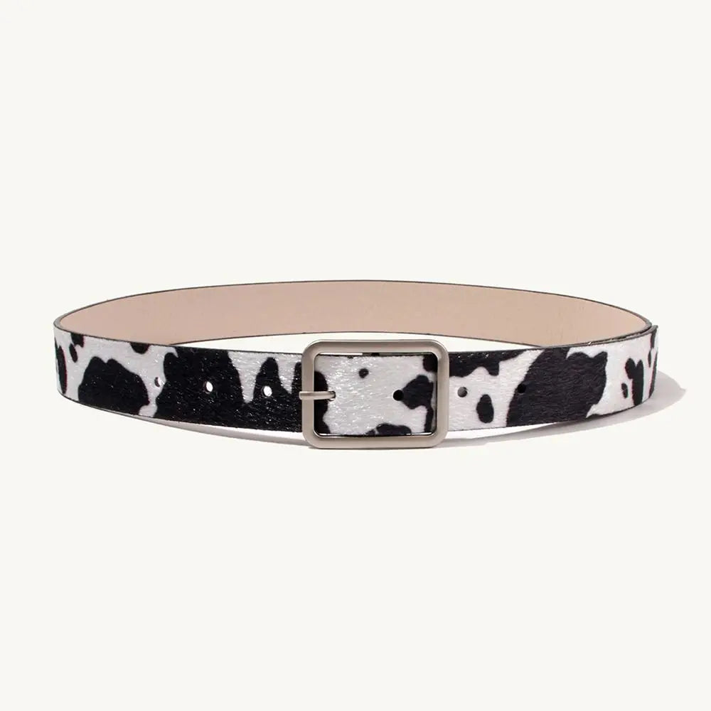 Japanese Style Square Buckle Women Belt with Shine Rhinestone PU Leather Gothic Waist Belts Leopard Punk Waistband