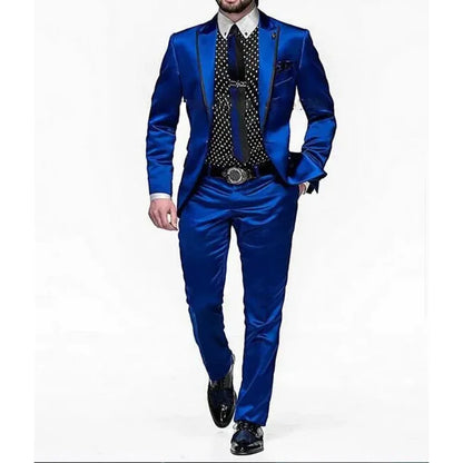 Elegant Men's Suits Blazer Terno Single Breasted Peak Lapel Formal Prom Party Outfits Elegnat Male Clothing 2 Piece Jacket Pants
