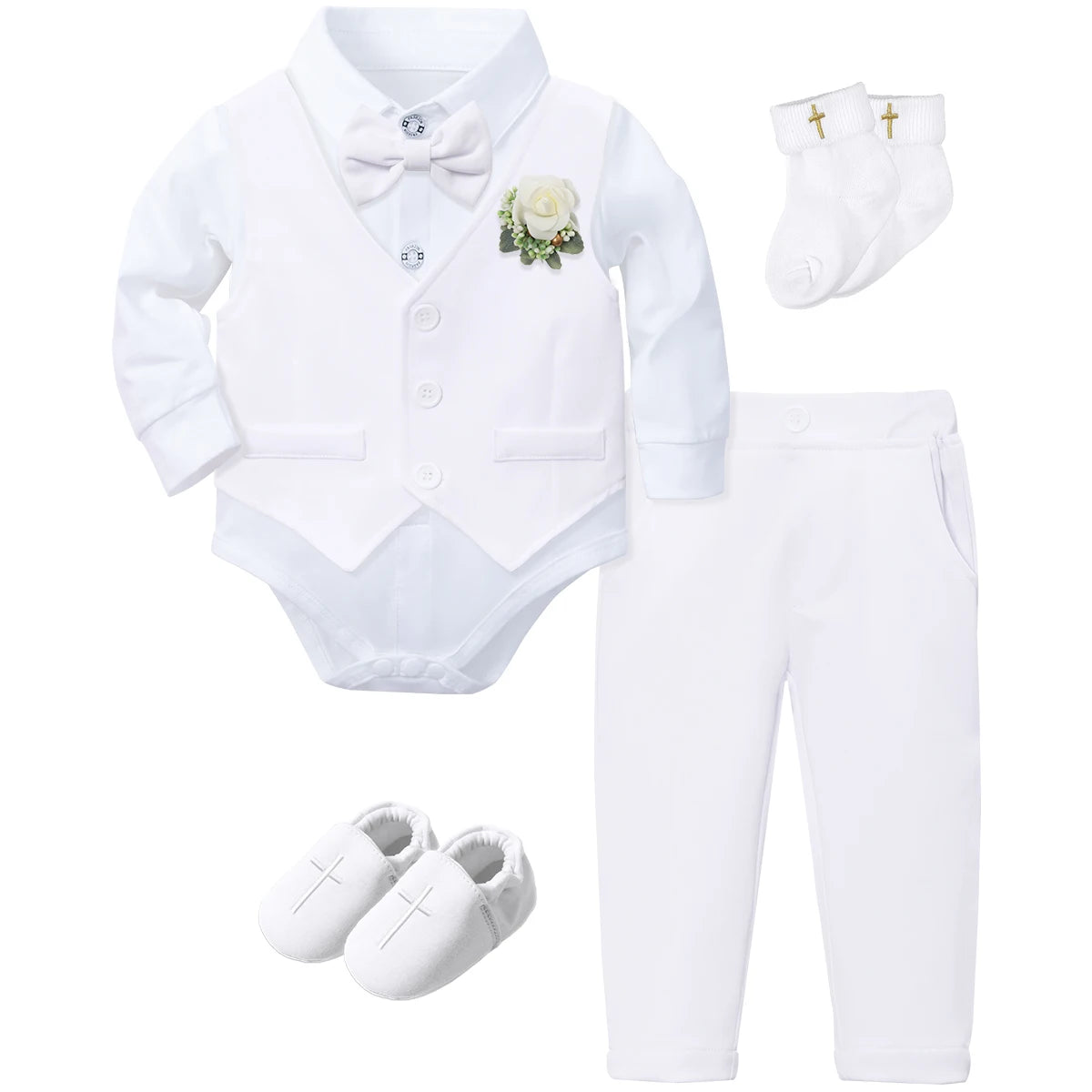 Outfit Boy Infant Baby Church Christening Suit Toddler White Blessing Set Newborn Easter Birthday Party Gift Clothes