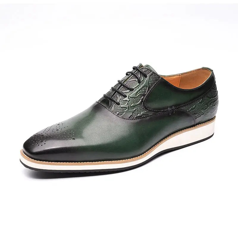 2023 New Design Casual Mens Business Formal Shoes For Men Dress Green Genuine Leather Sneaker Shoes Geen Black