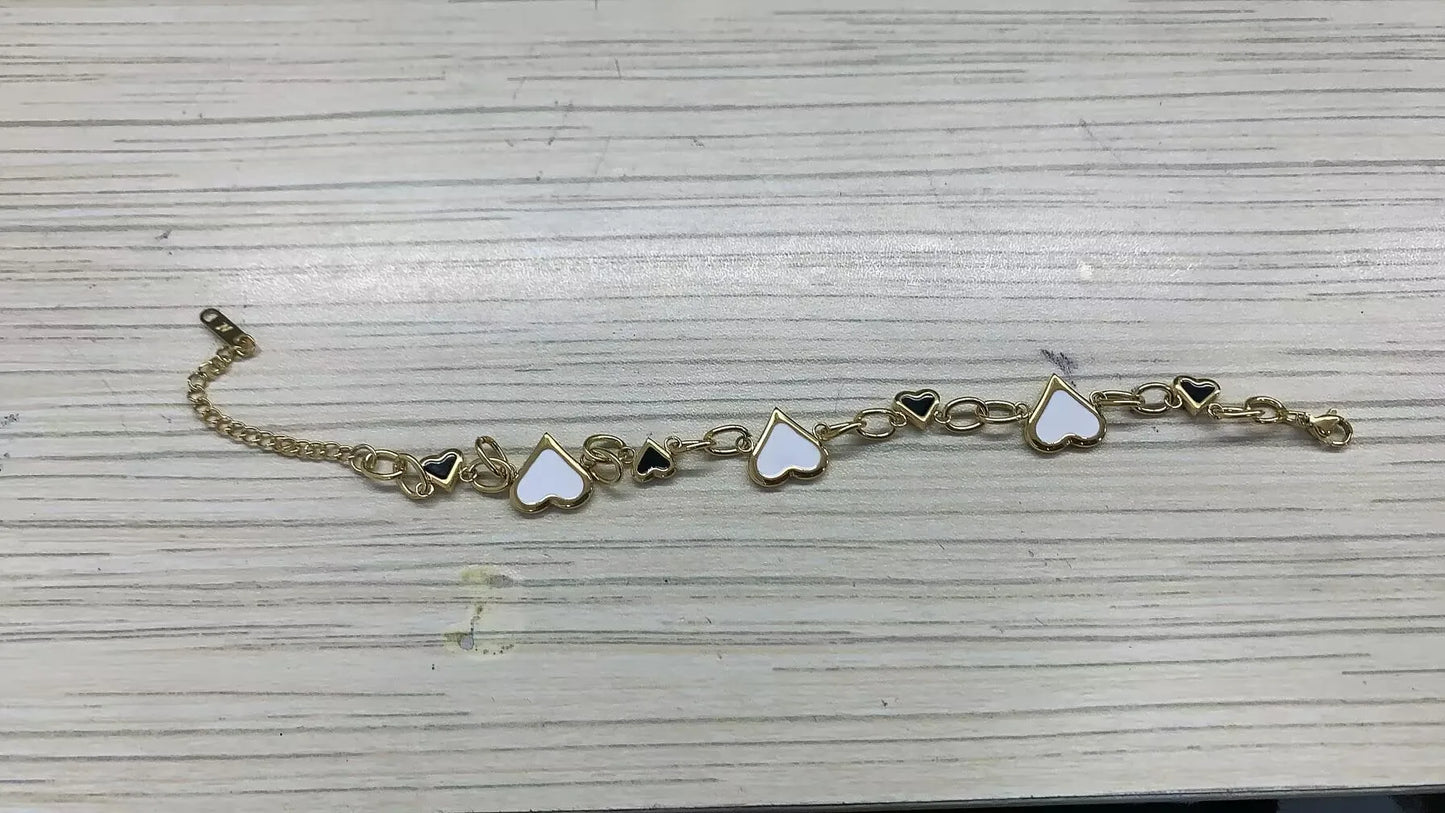 Stainless Steel Heart or Round Pendant Chain Bracelet jewelry