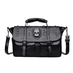 Black Skull Punk Shoulder Bag Large Capacity skill Pattern Y2K Style Crossbody Bag