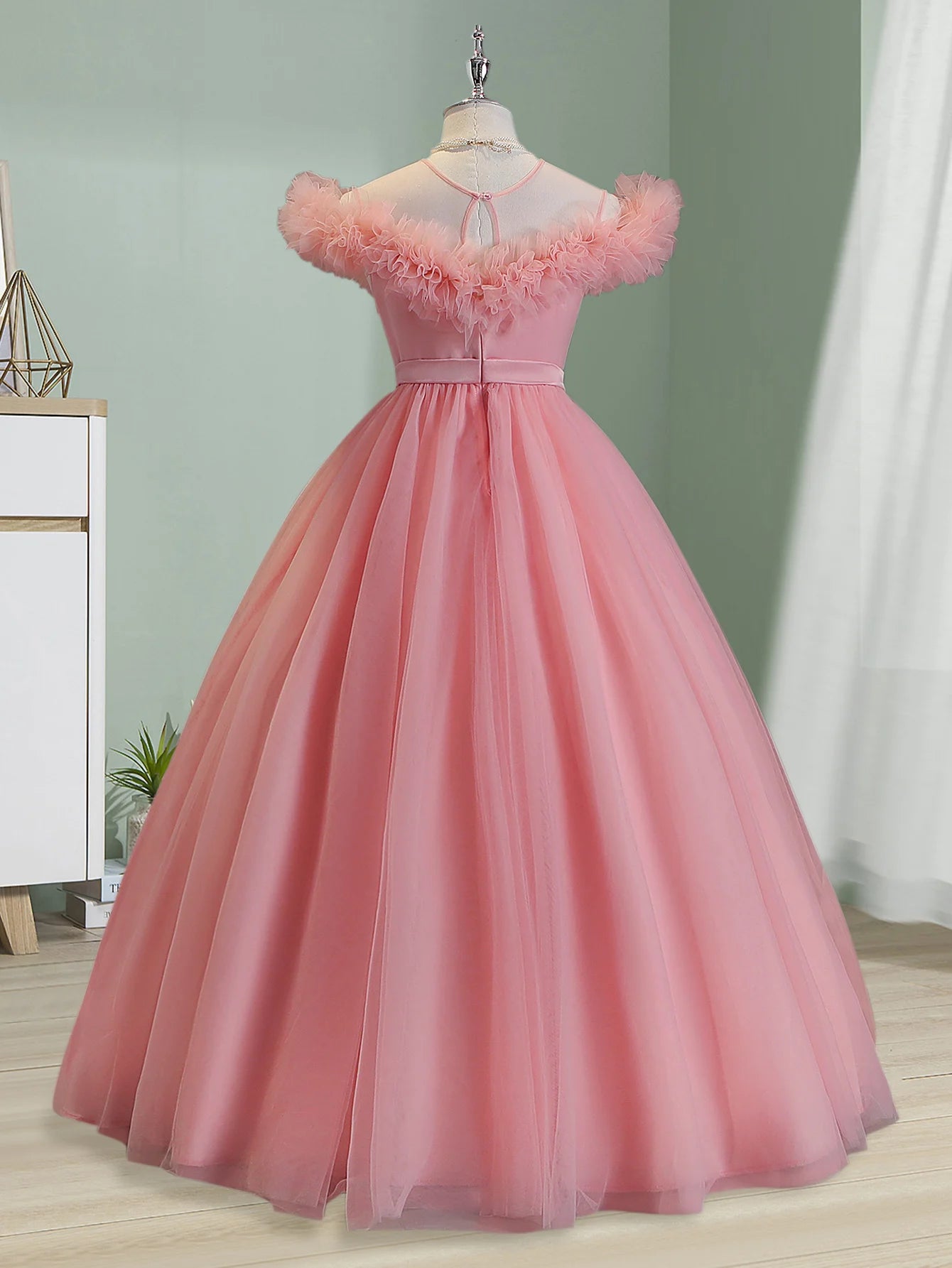 All Seasons Tween Girl Wedding Season Flower Girl Dress  Ruffle Design Elegant Formal Dress For Party And Birthday Kids Clothes