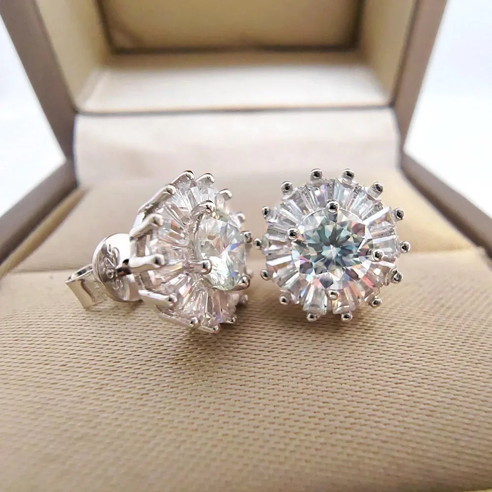 Luomansi 0.5CT 5MM D Moissanite Earrings S925 Silver Passed the Diamond Test Women Jewelry Wedding Party Birthday Gift