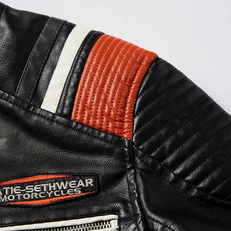 Mens Vintage Motorcycle Jacket Men Fashion Biker Leather Jacket Male