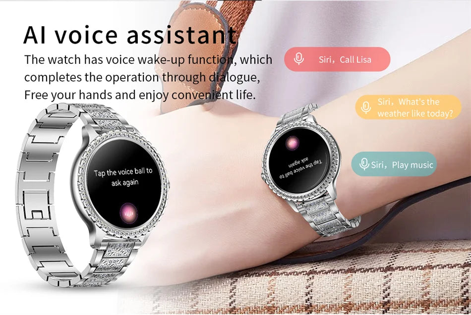 2024New Fashion Women Smart Watch 360*360 HD Screen Sports Bracelet Custom Dial Heart Rate Voice Call Smartwatch For Android IOS