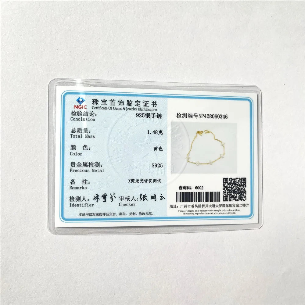 CANNER Real S925 Sterling Silver Mini Zircon Flower Pendant Bracelet Chain for Women's Fine Jewelry Gifts Gold Bracelets Bangles