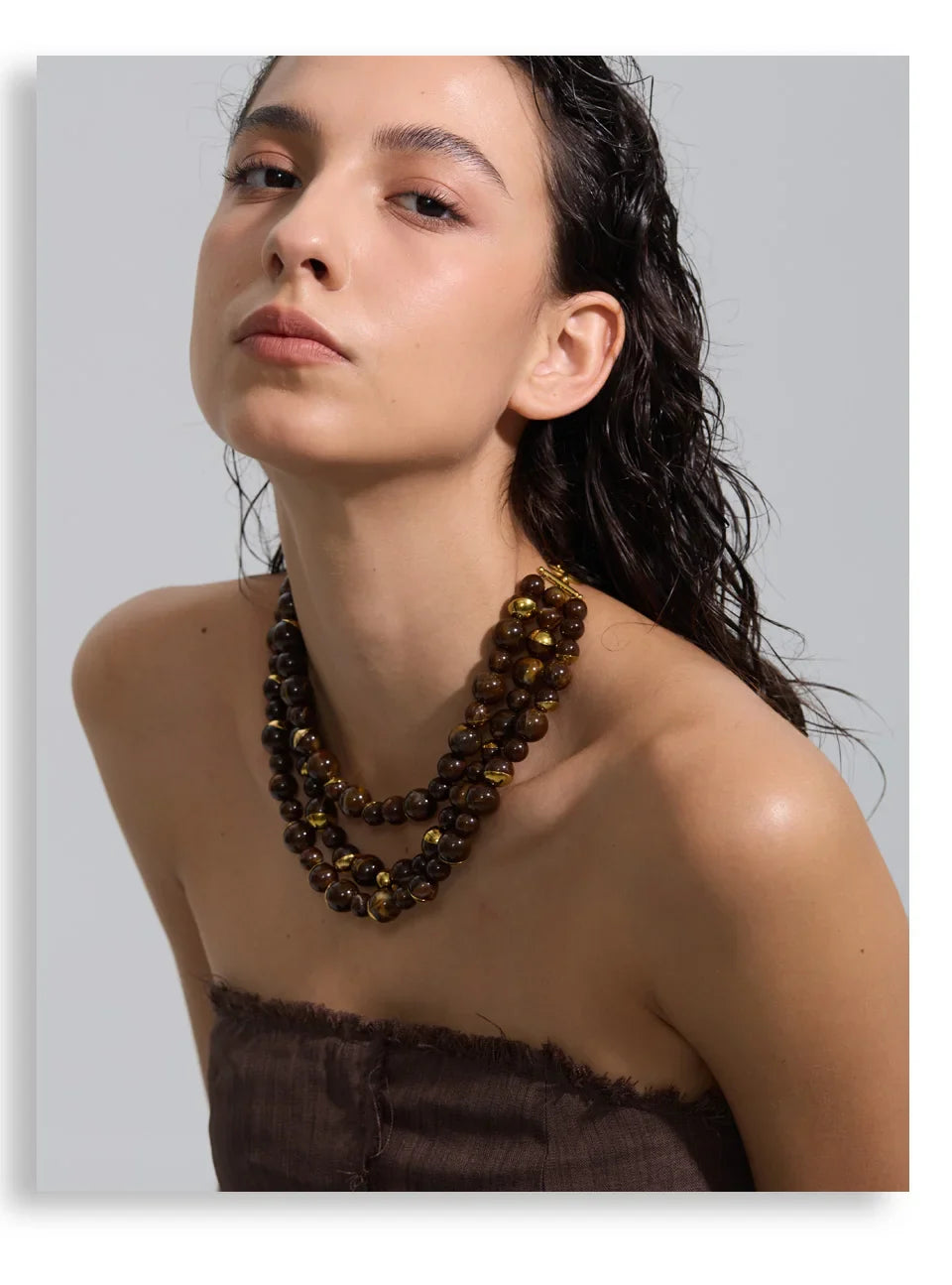 Yhpup Arrivals Handmade Jewelry Simulated Pearls Round Beads Chain Layered Necklace Earrings Stainless Steel Flower Chic Jewelry