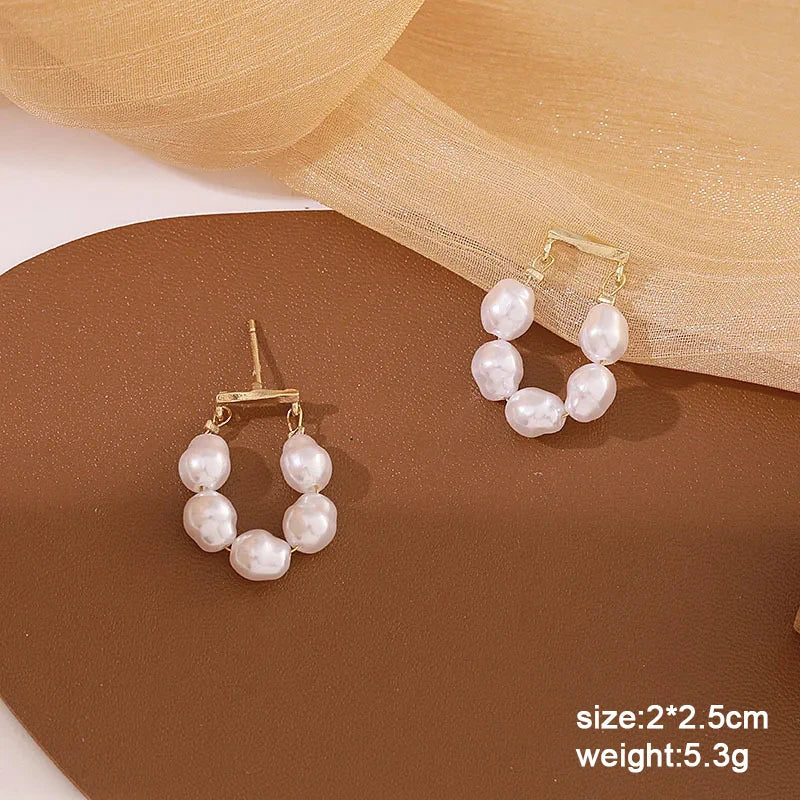 Pure White Women's Dangle Earrings Blooming Flower Acrylic Enamel Butterfly Imitation Pearl Heart Hanging Earrings Elegant brinc