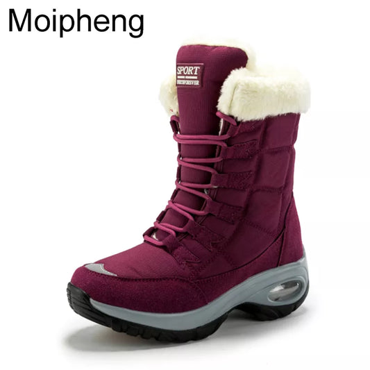 Moipheng Women Boots Winter Keep Warm Quality Mid-Calf Snow Boots