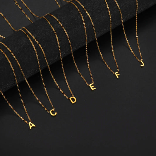 Minimalist Initial A-Z Letter Necklace for Women Alphabet Stainless Steel Choker