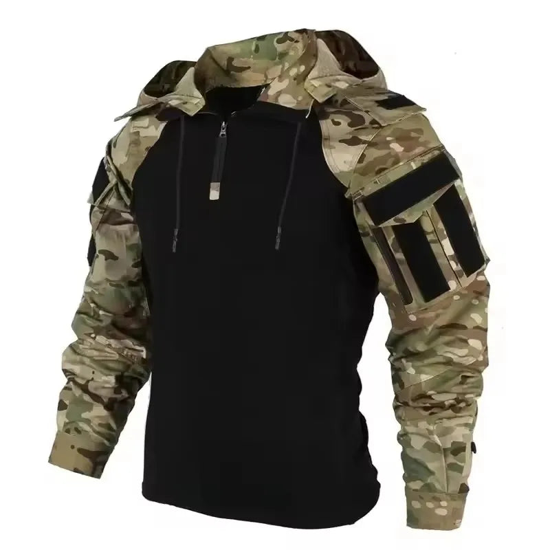 Outdoor Uniform Tactical Suits Wear Resistant T-Shirt Hooded Pants Men Clothes Combat Shirts Airsoft Paintball Hunting Clothing