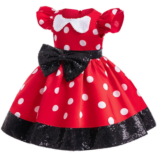 0-6 Year Old New Children's Birthday Party Girl Princess Dress Performance Party Bow Dot Girl Elegant Evening Dress