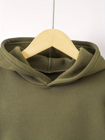 2set Autumn and winter new casual comfort sports style warm boys printed warm lining hoodie and tracksuit pants