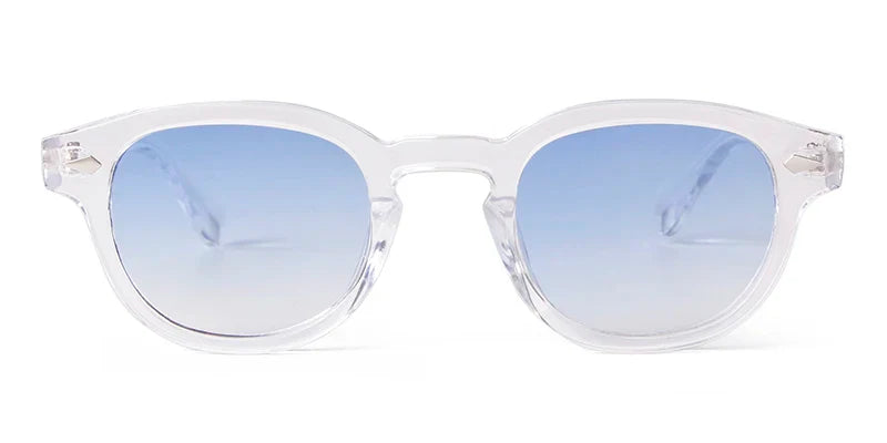 Fashion Transparent Blue Round Sunglasses Women Men 2024 Retro Rivet Tortoise Small Square Sun Glasses UV400 Lunettes De Soleil