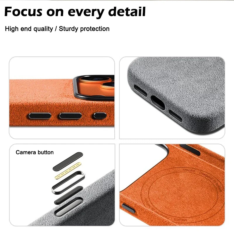 Italian Case for IPhone 17 Pro Max 17Pro with MagSafe Wallet Camera Button Magnetic Cover Orange Blue Protective Case