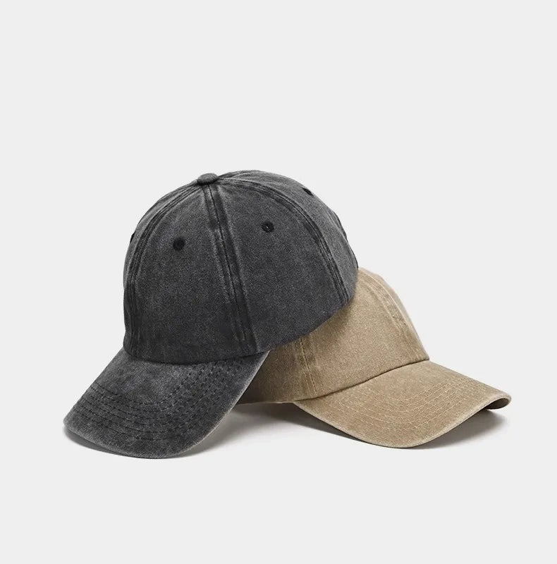 Hat Men's Washed Coated Baseball Cap Color Tile Korean Version Simple Dome Cap Solid Color Sports Sun Hat