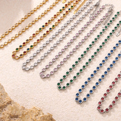 Multi Colors Stainless Steel Necklace Bracelet for Women Men Tennis Chain Stones