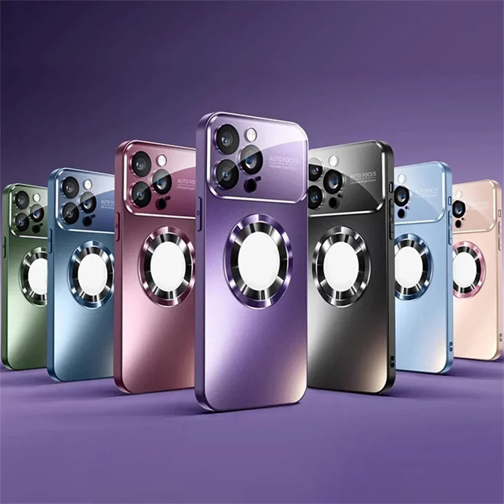 Luxury Titanium Metallic Color Matte Magnetic Case for iPhone 17 16 Pro Max 15 14 Plus 13 12 For Magsafe Wireless Charge Cover